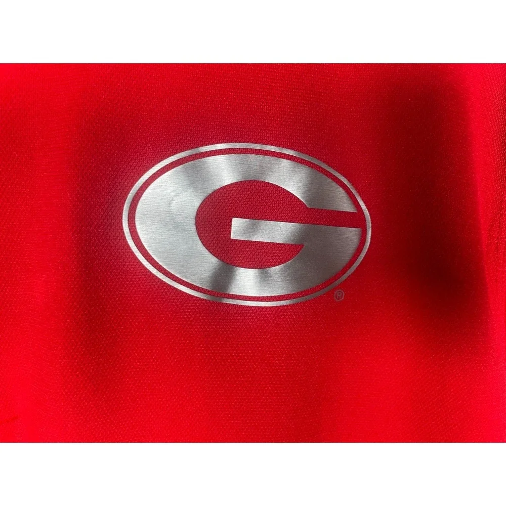 Nike Georgia Bulldogs Men's Dri Fit Polo Shirt Red Silver Logo Size Small